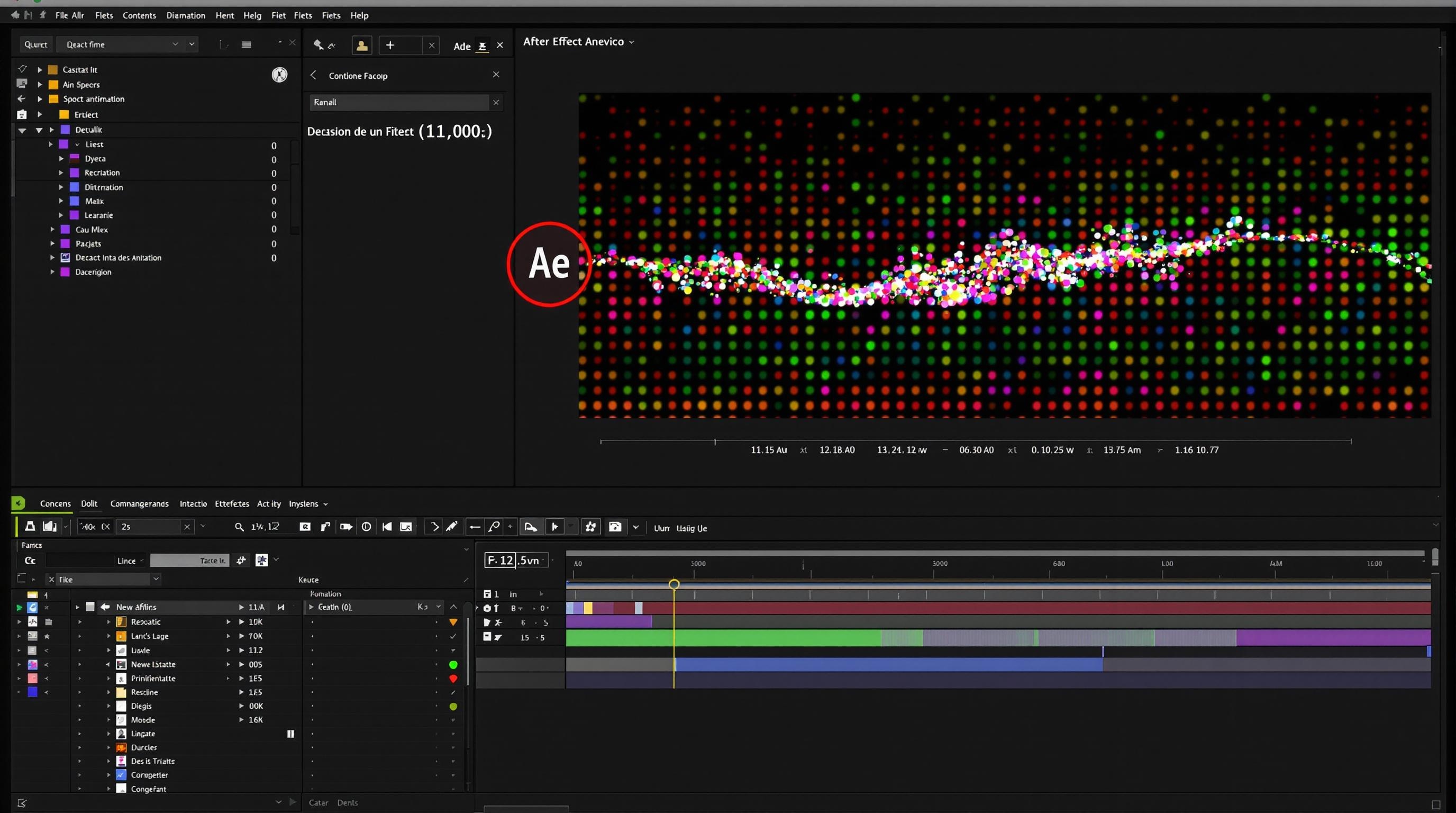 Animation After Effects points multicolores