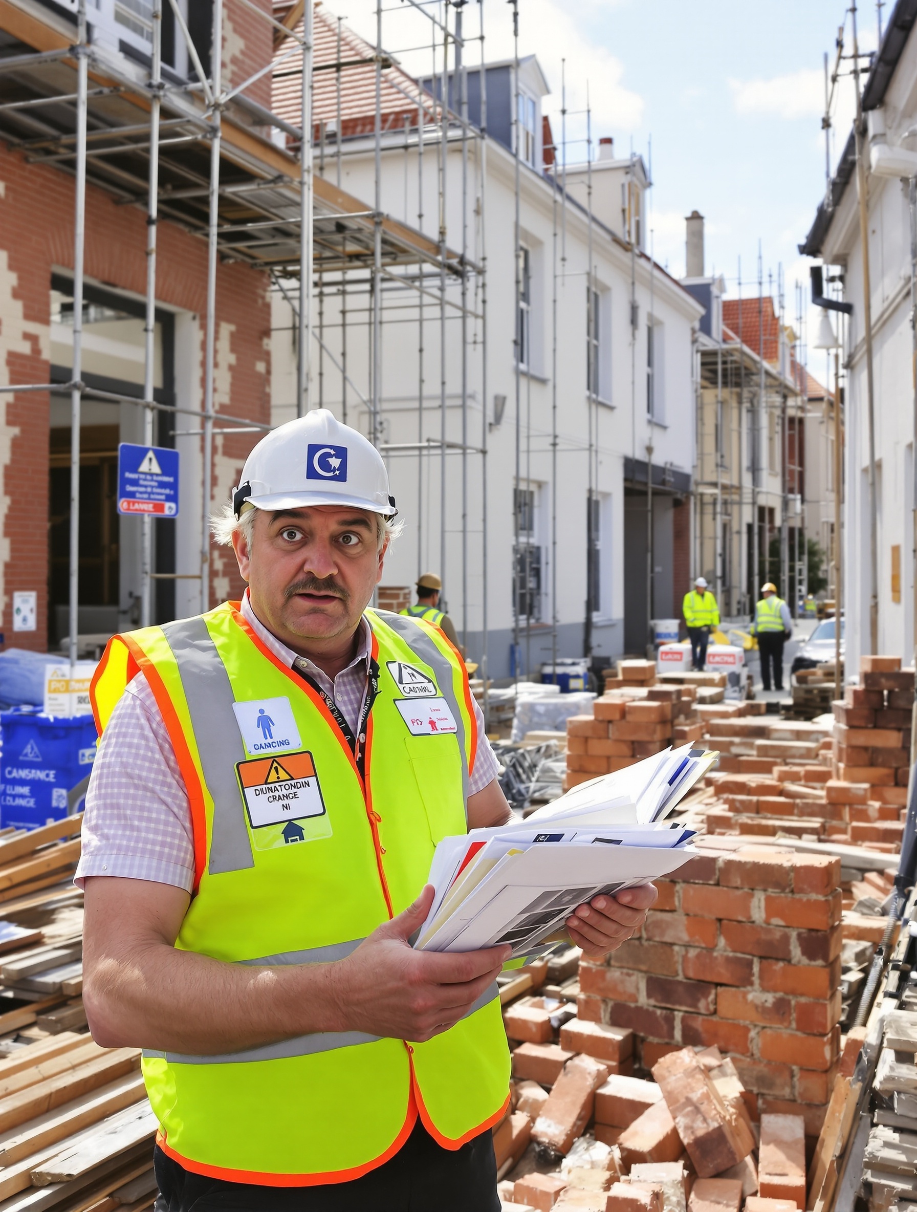Agent de mairie contrôlant un chantier, humour bougon urbanisme