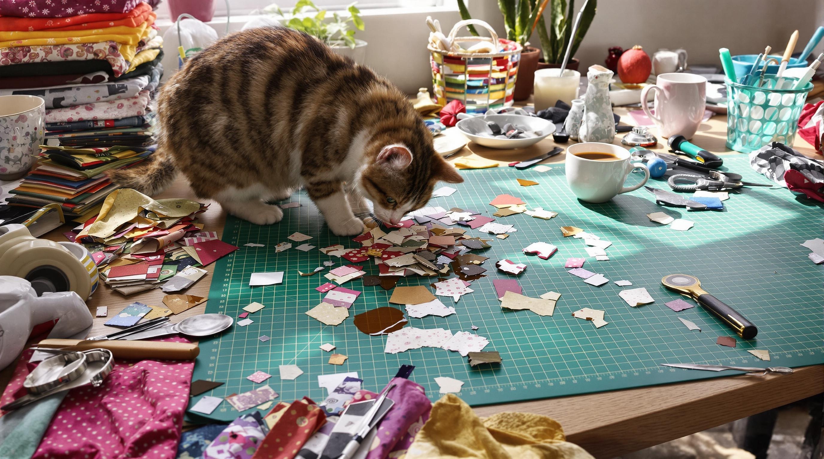 atelier patchwork cutter rotatif chat farceur