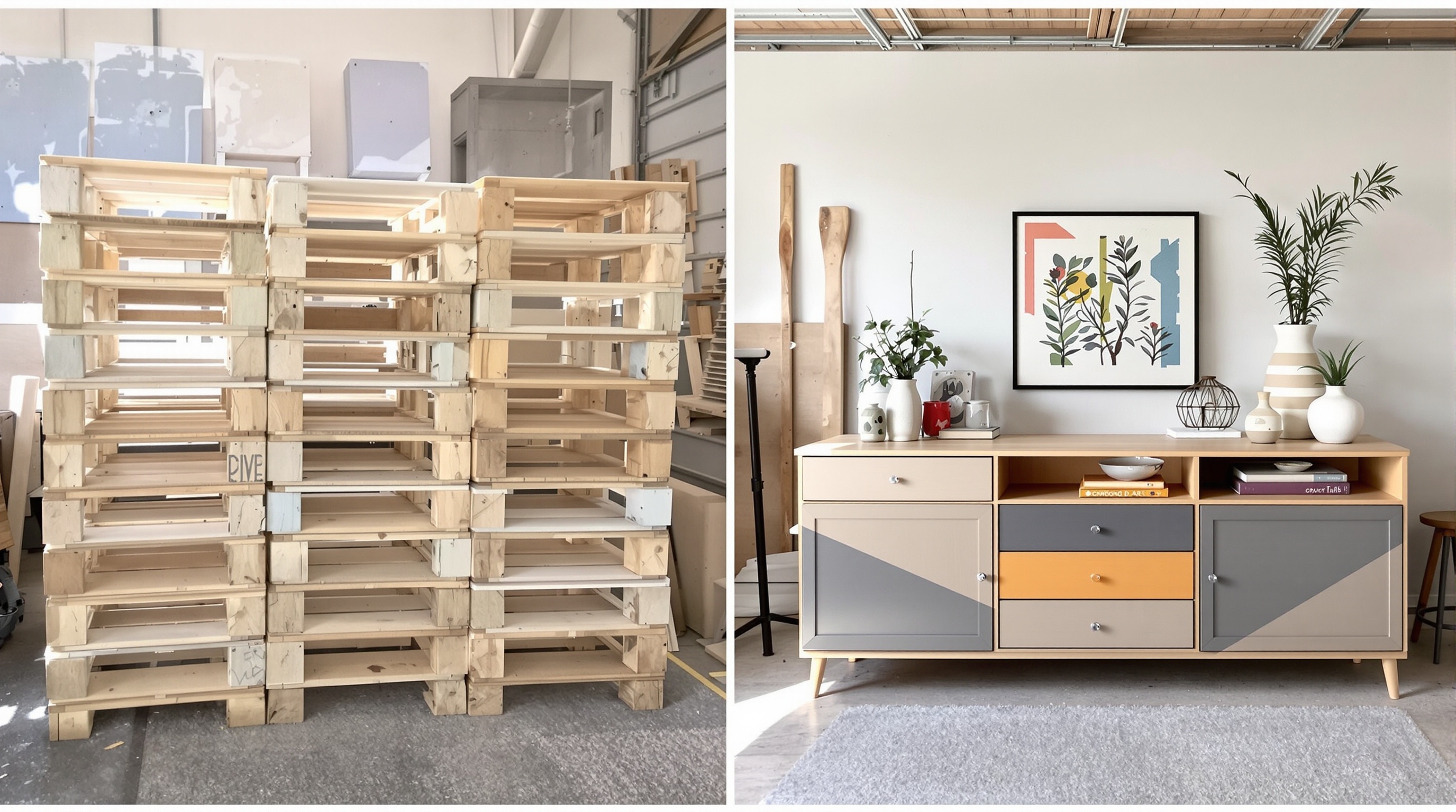 avant-après meuble palette transformé