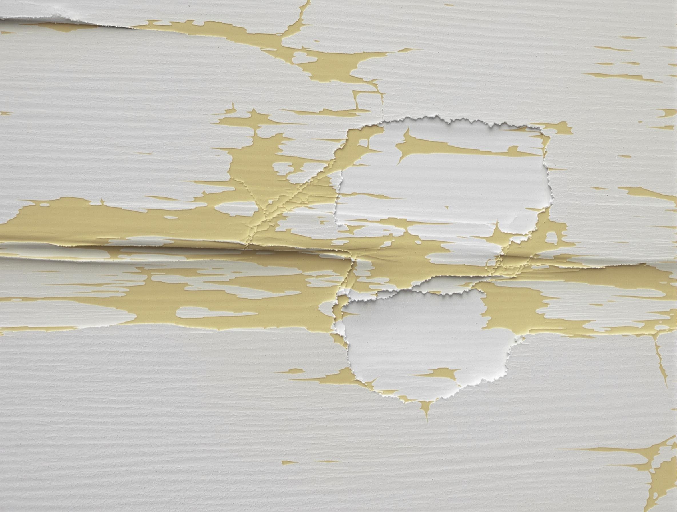 Détail bardage PVC jauni fissuré