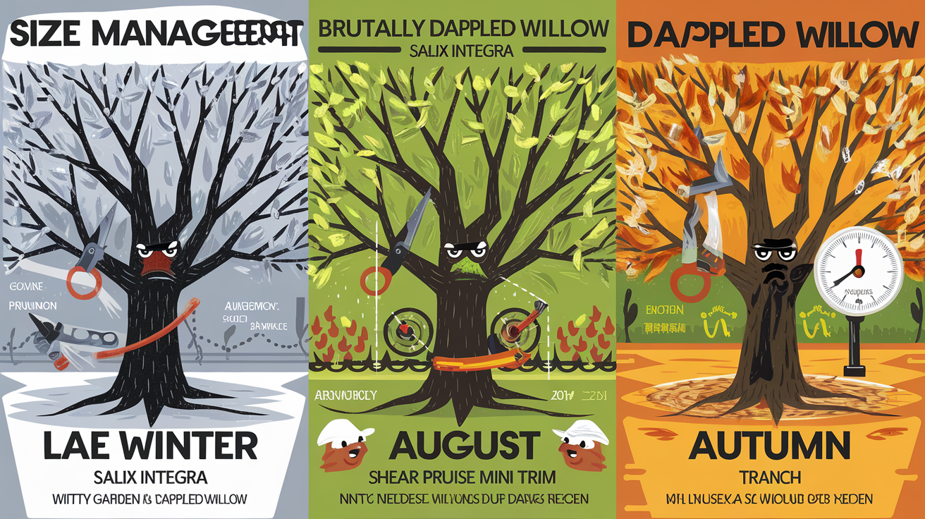 Calendrier de taille pour le saule crevette (Salix integra) en hiver, été et automne