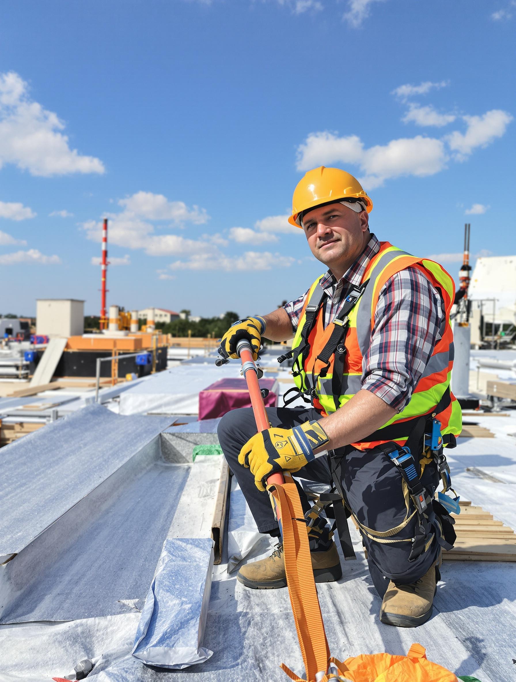 Sécurité pour le nettoyage de toiture : chaussures antidérapantes, perche télescopique, chantier