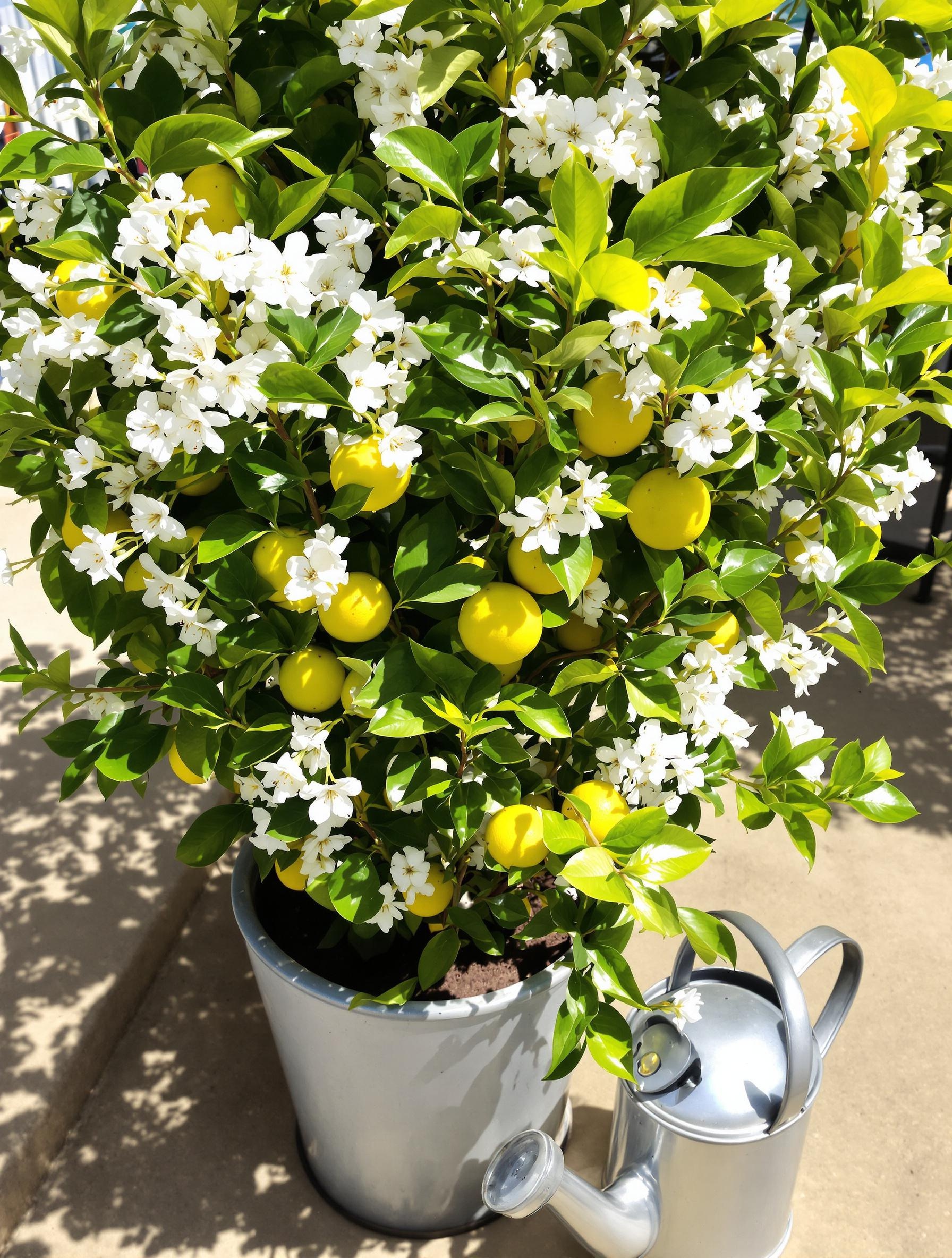 Citronnier en fleur avec éclaircissage et stress hydrique contrôlé.