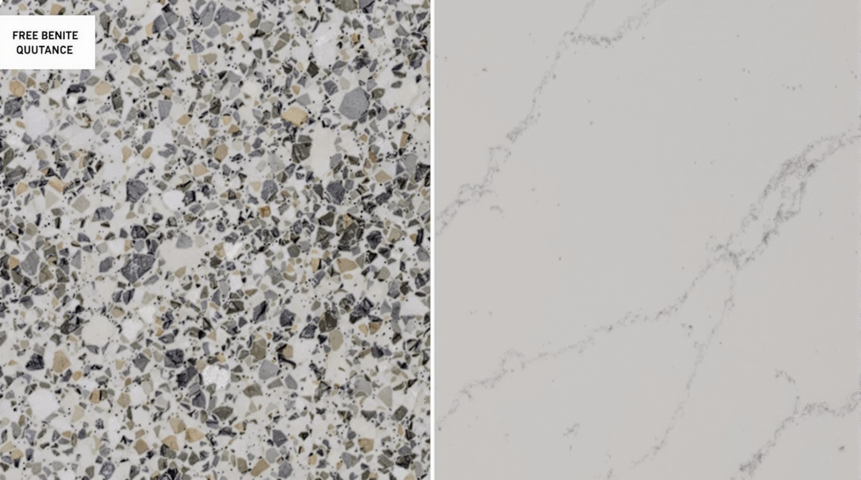 Comparaison visuelle réelle entre un véritable plan de travail en quartz et une imitation bas-de-gamme.