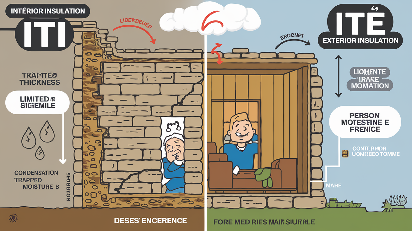 Comparatif isolation ITI ITE mur pierre ancien respiration inertie