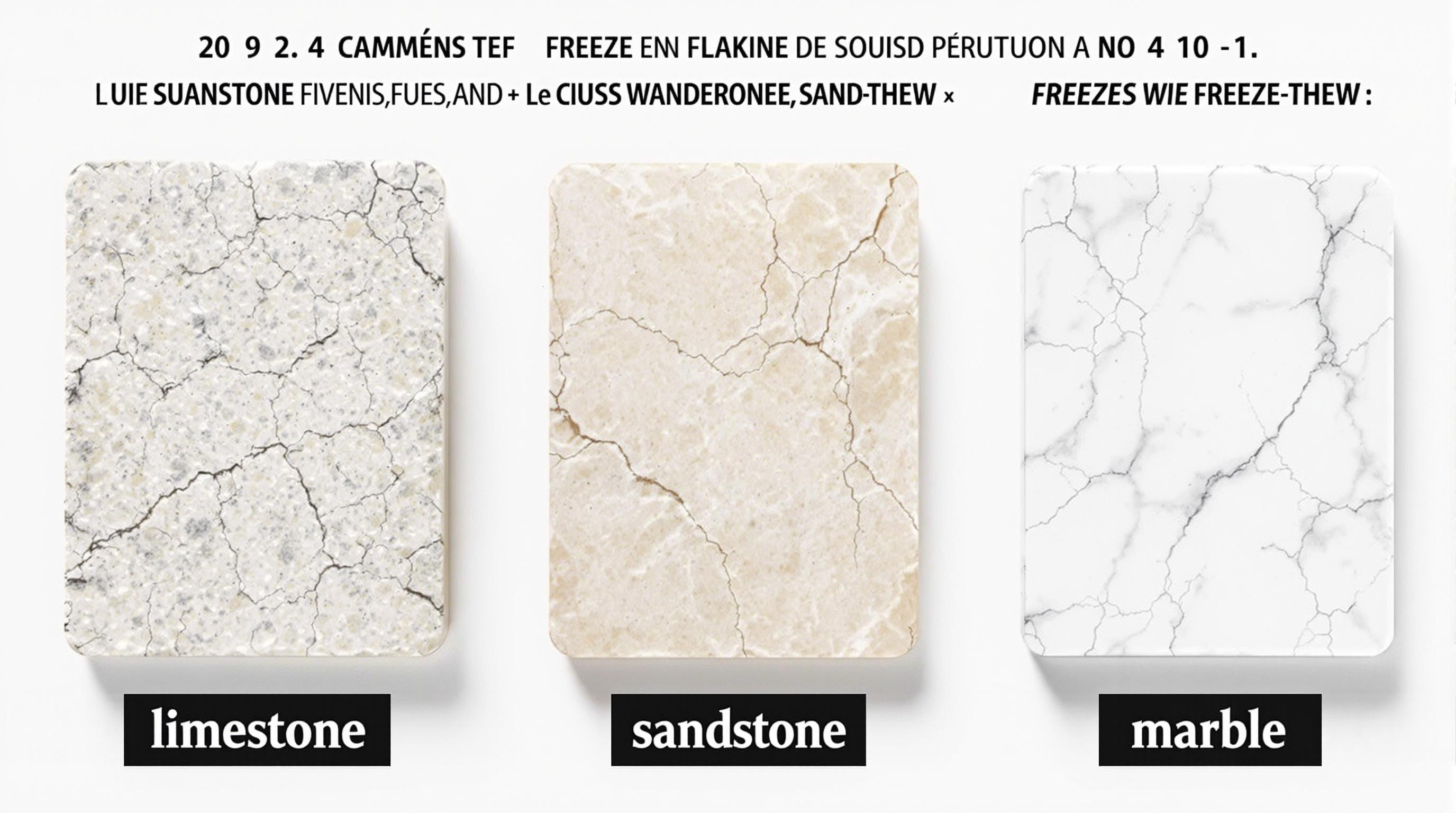 Comparatif visuel pierres naturelles gel dégel fissures