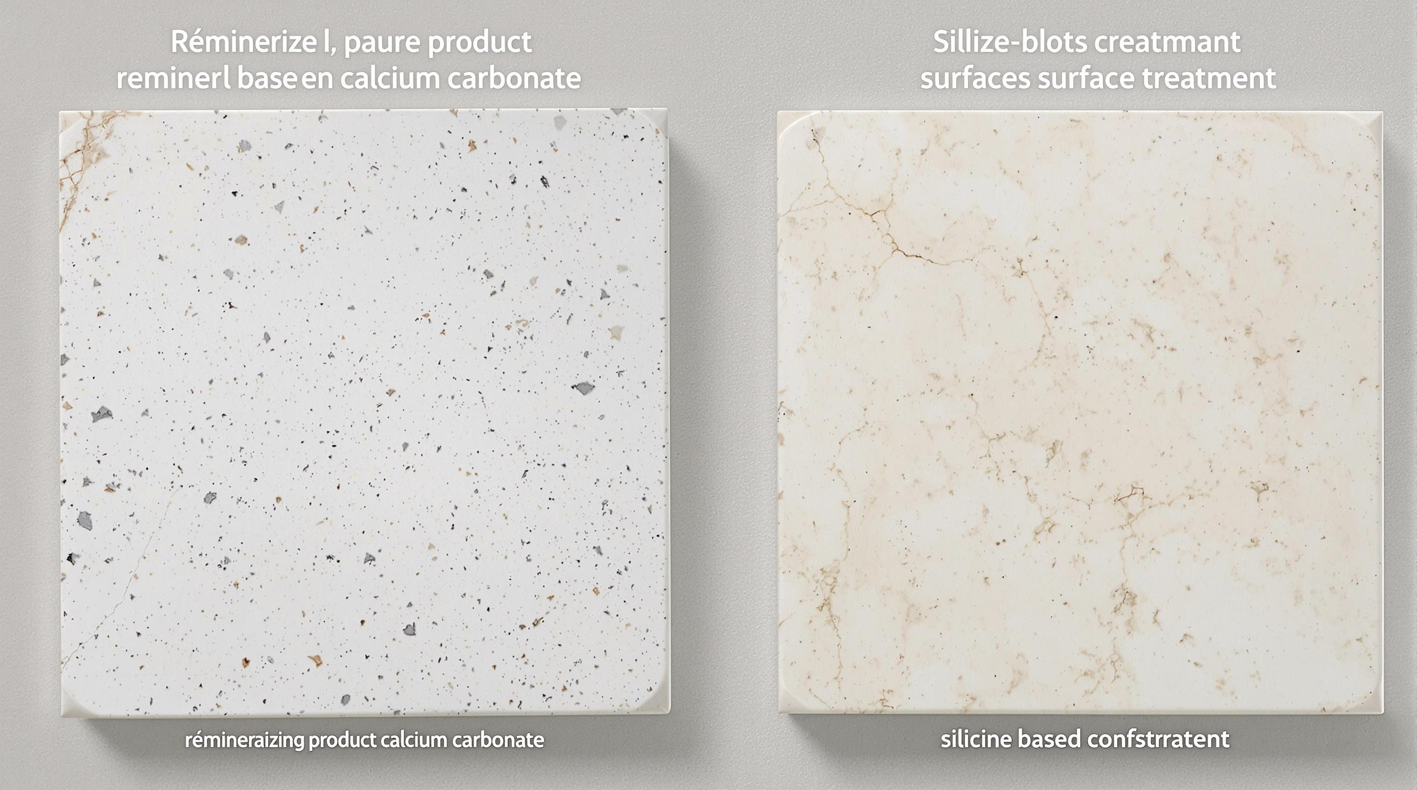 Comparatif application carbonate/silicate sur pierre détériorée.