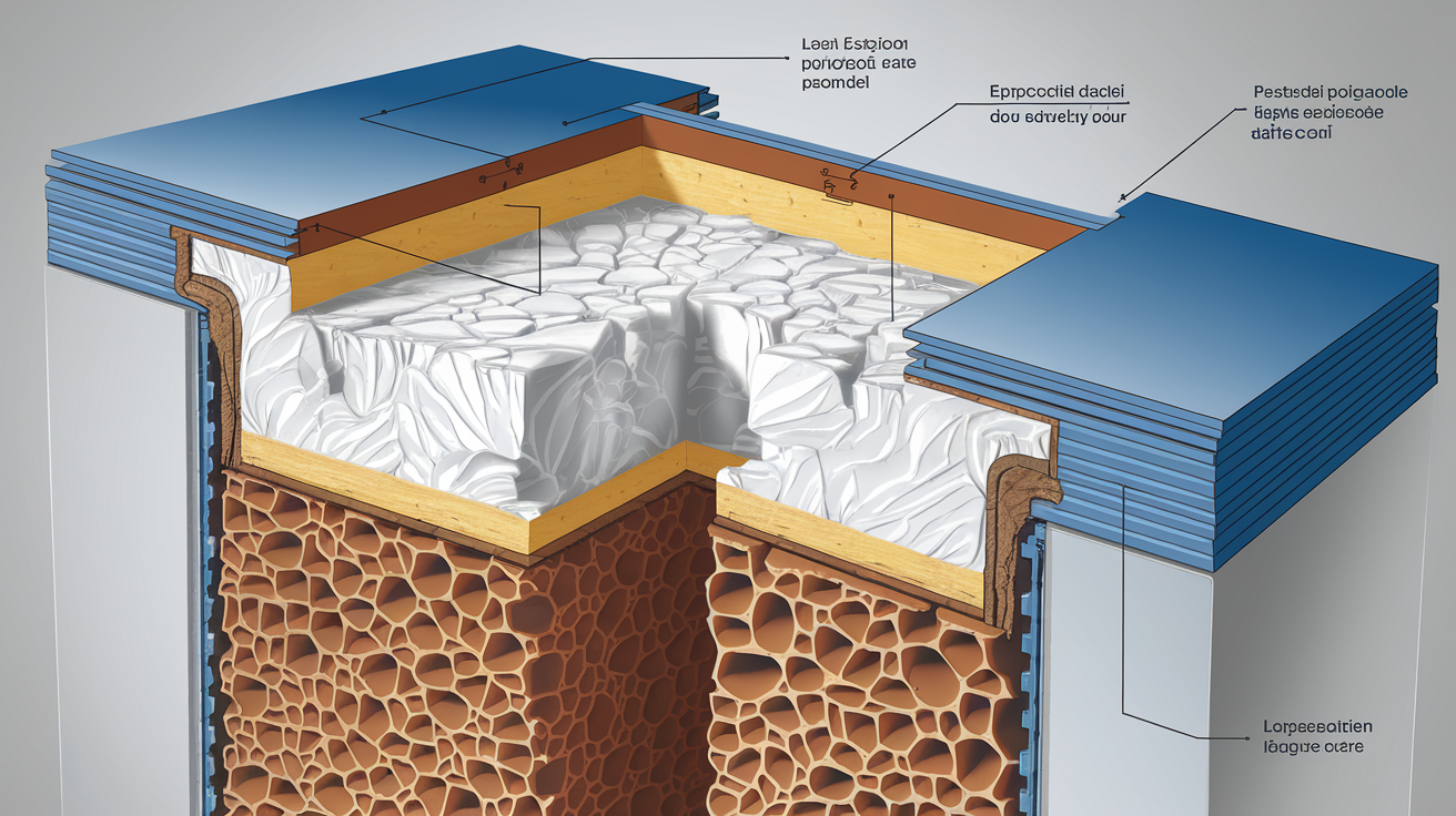 Coupe transversale d’un panneau PSE utilisé pour l’isolation thermique extérieure