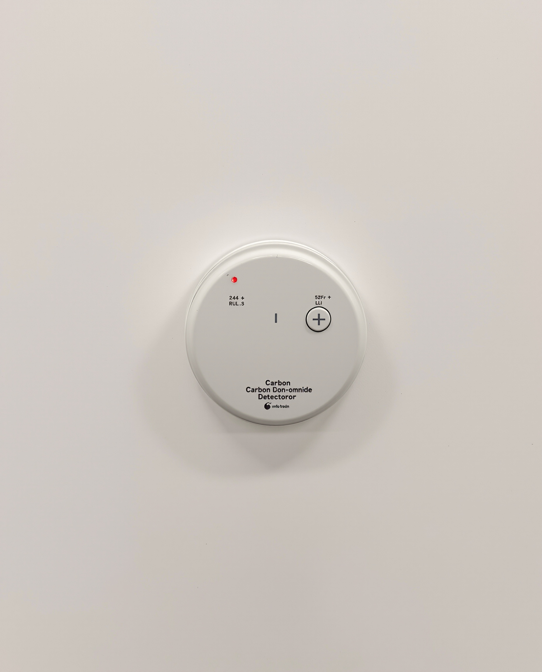 Détecteur de monoxyde de carbone fixé sur un mur blanc.