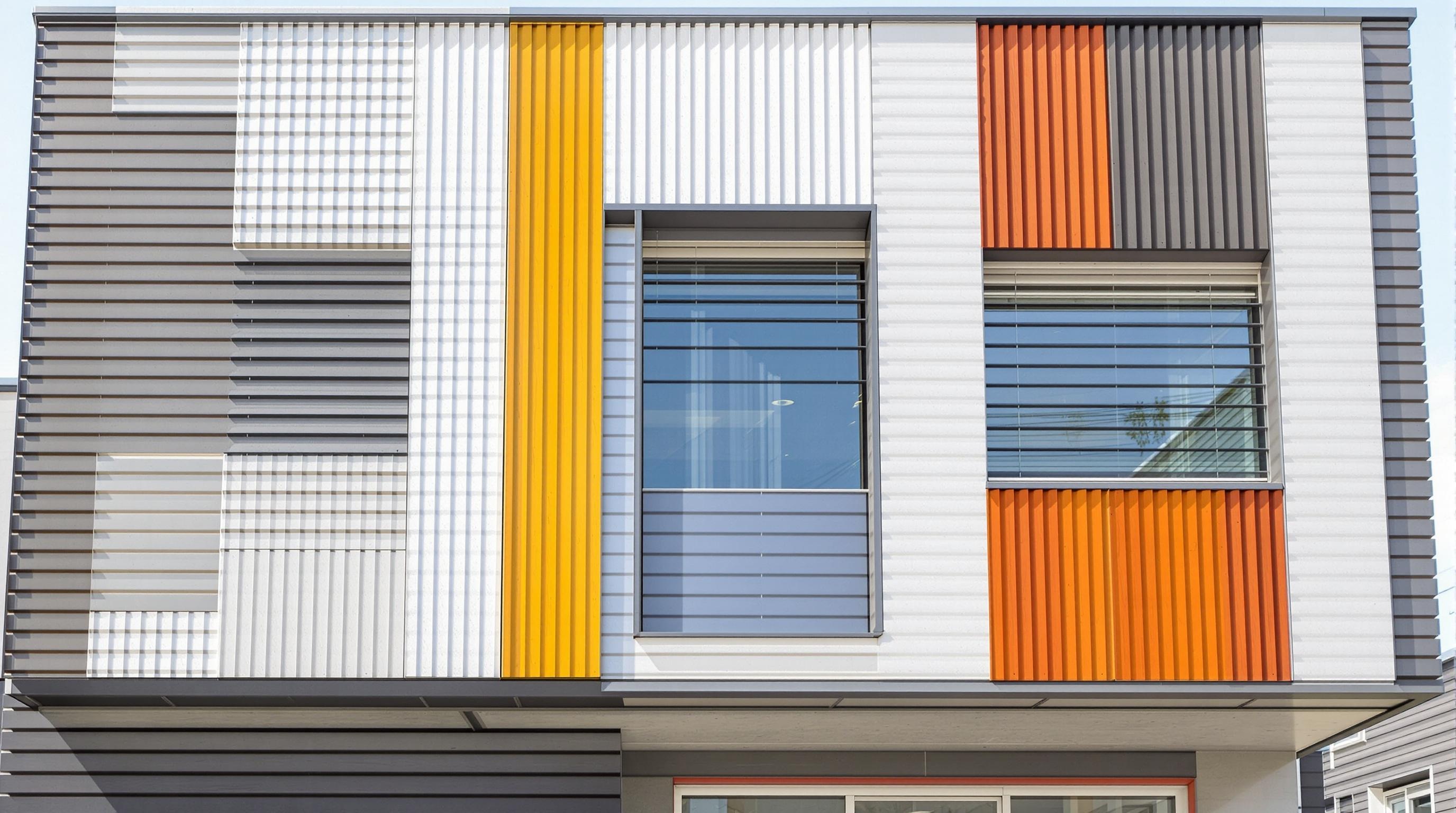 Exemple mix bardages horizontal vertical couleurs façade créative