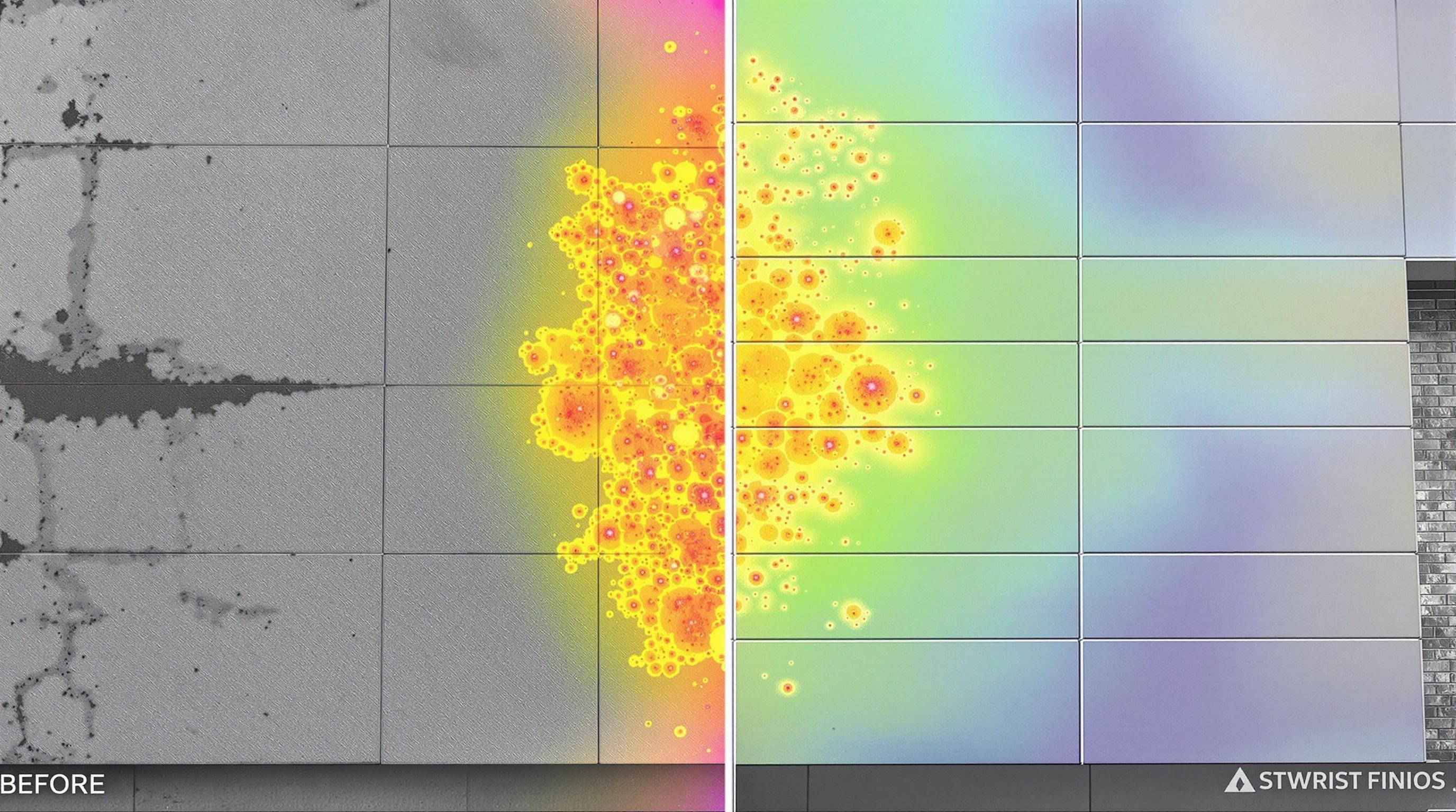 Comparaison d'un mur avant et après bardage Sensation UltraProtect