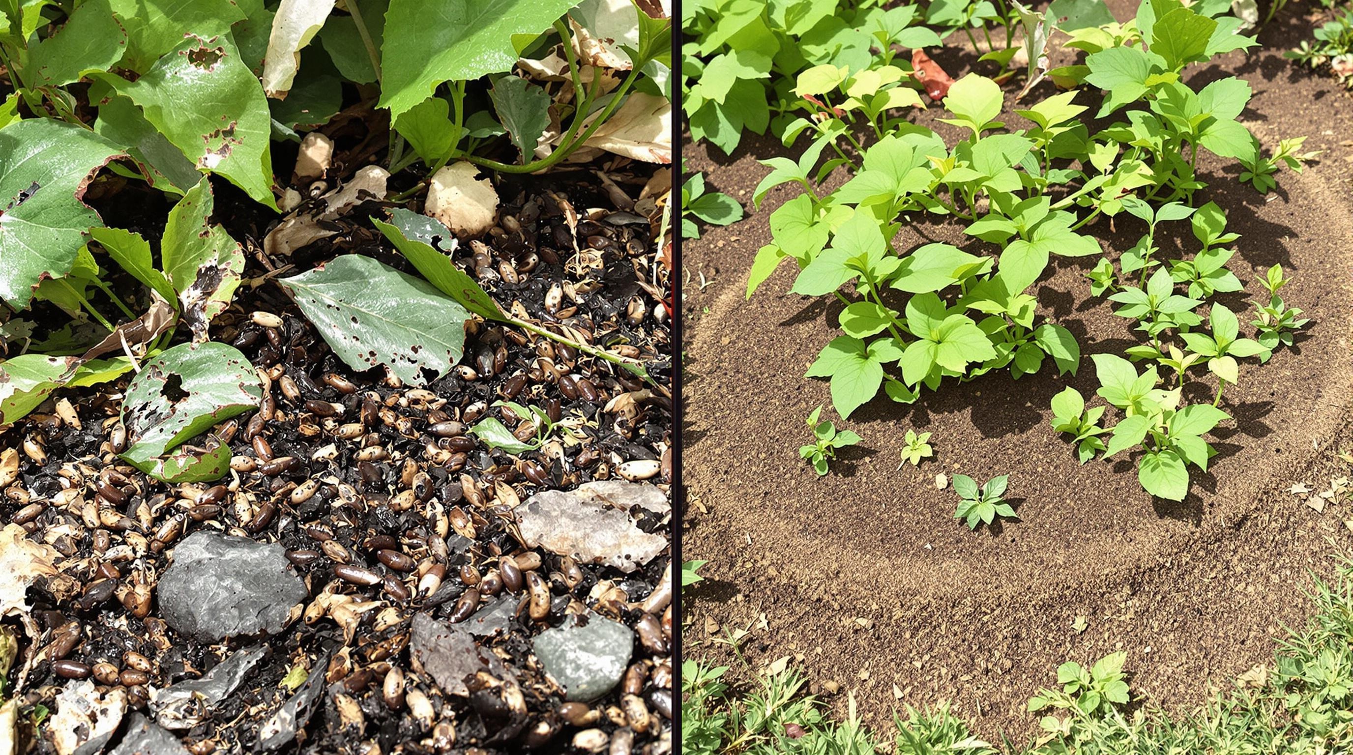 Jardin attaqué par des limaces et premières protections au marc de café