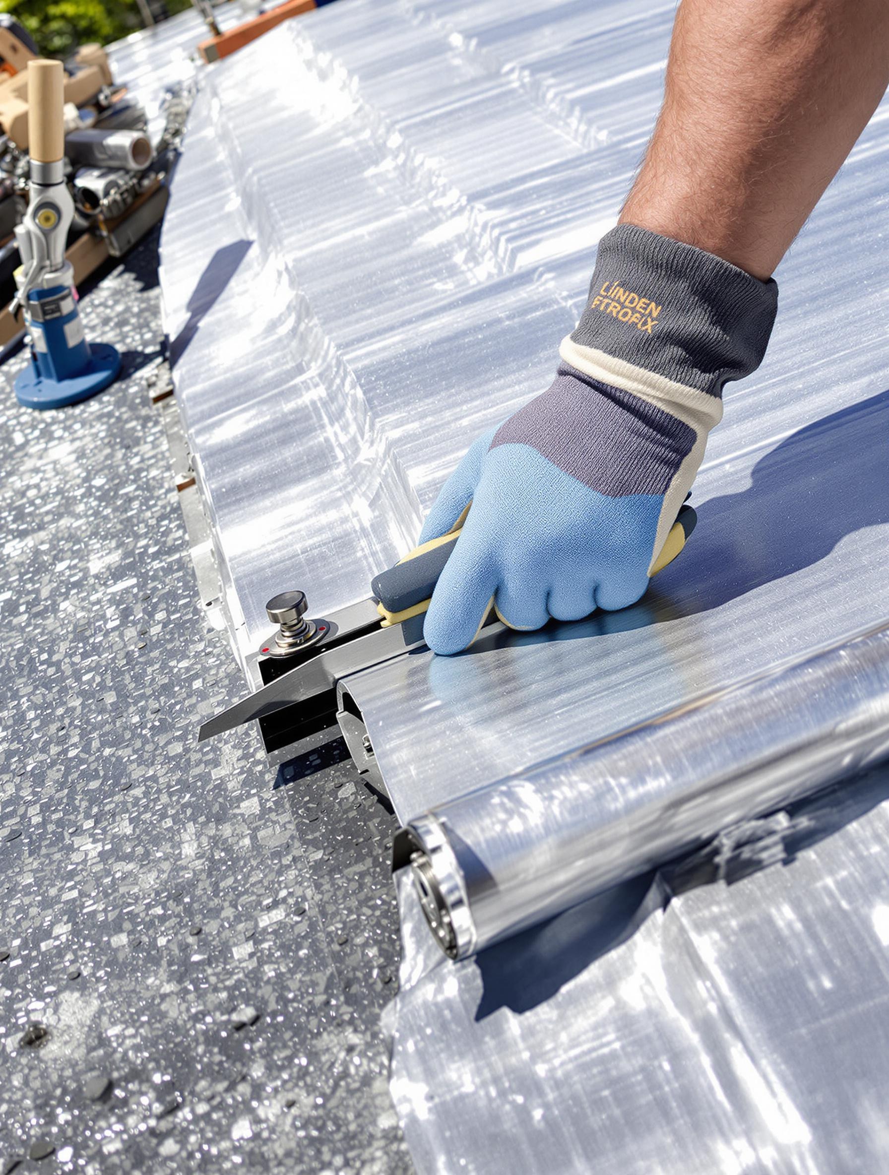 Joint debout zinc déroulage rouleau bitumineux toiture faible pente chantier
