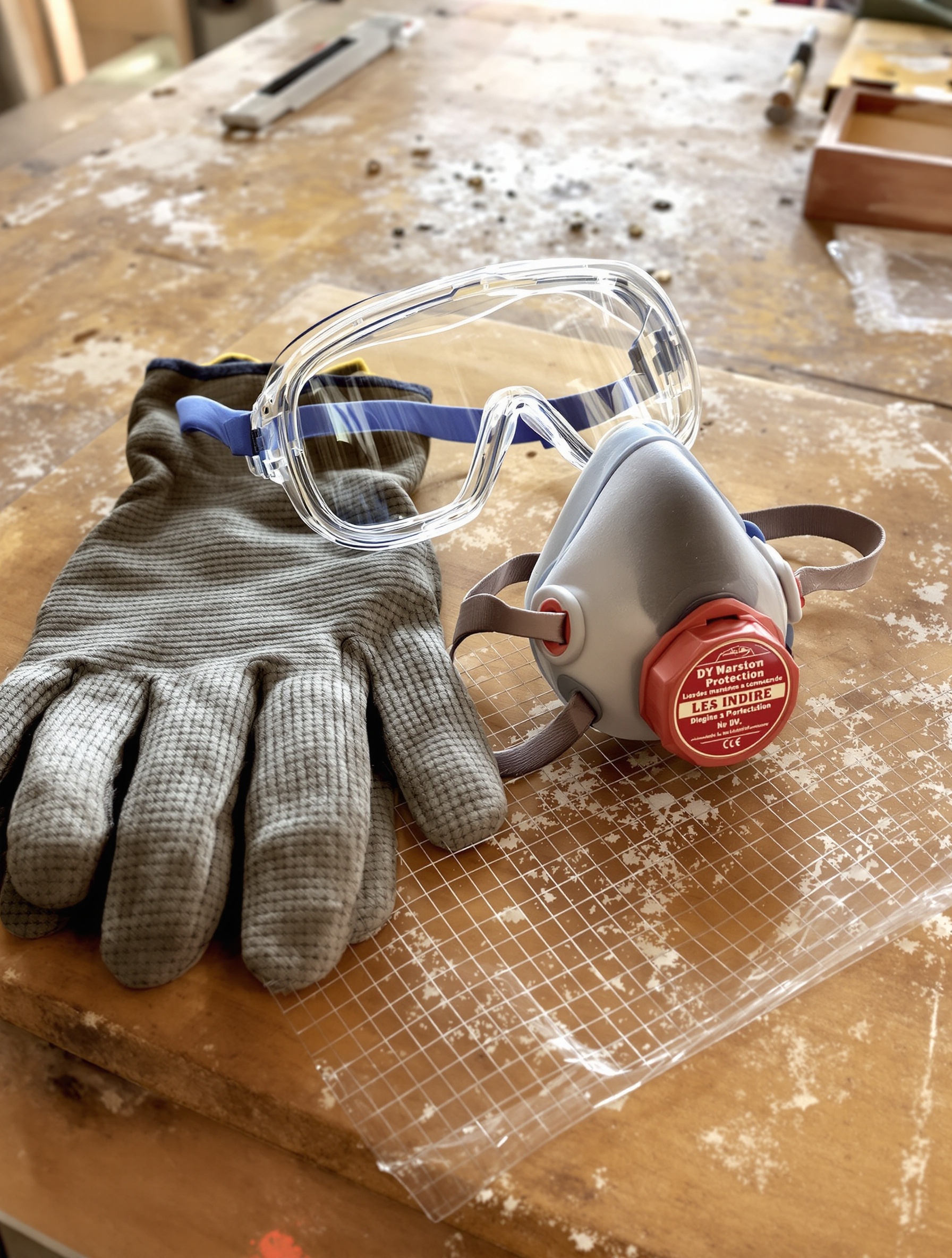 équipements de protection bricolage : gants, lunettes, masque