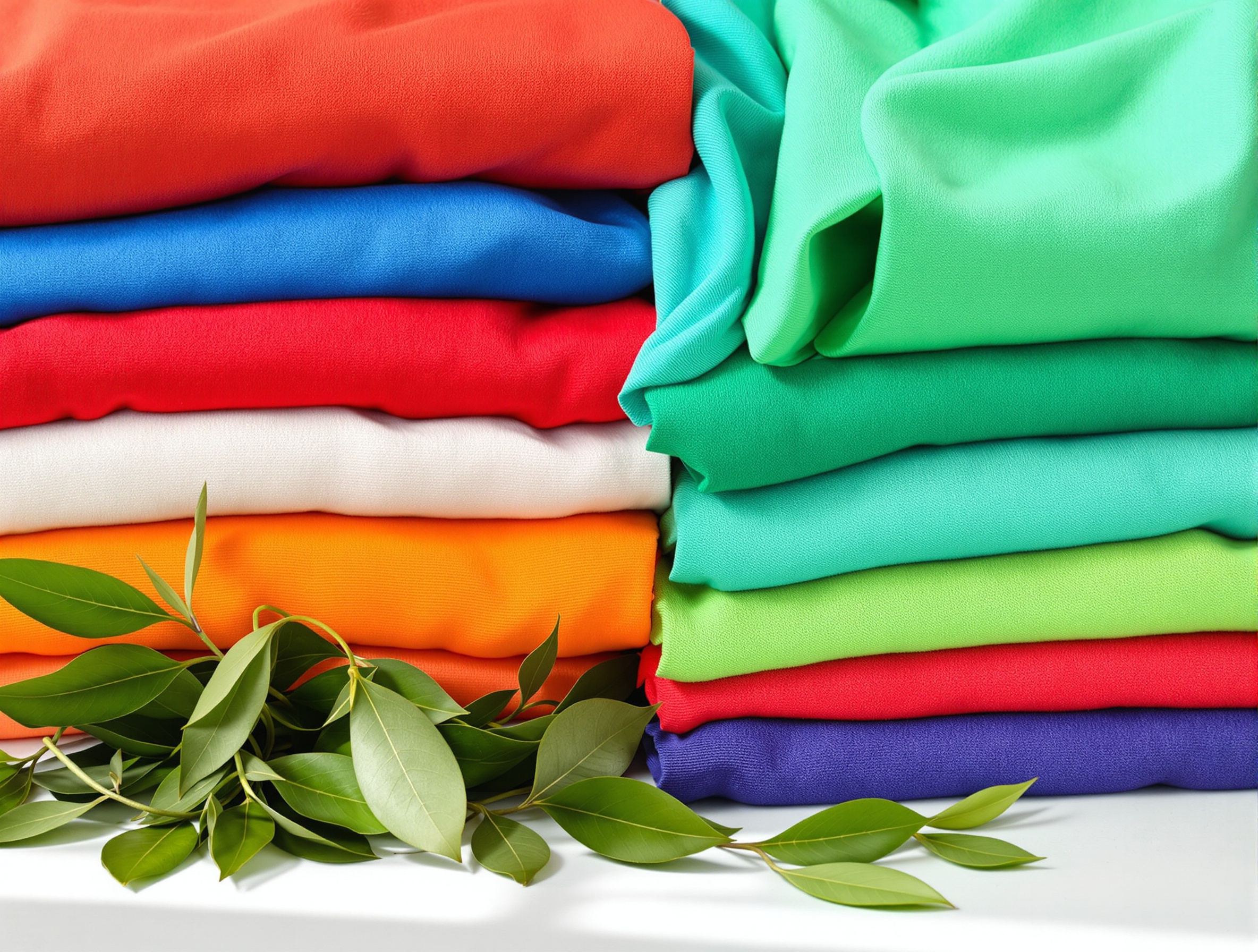 Tas de linge coloré, feuilles de laurier, astuce maison