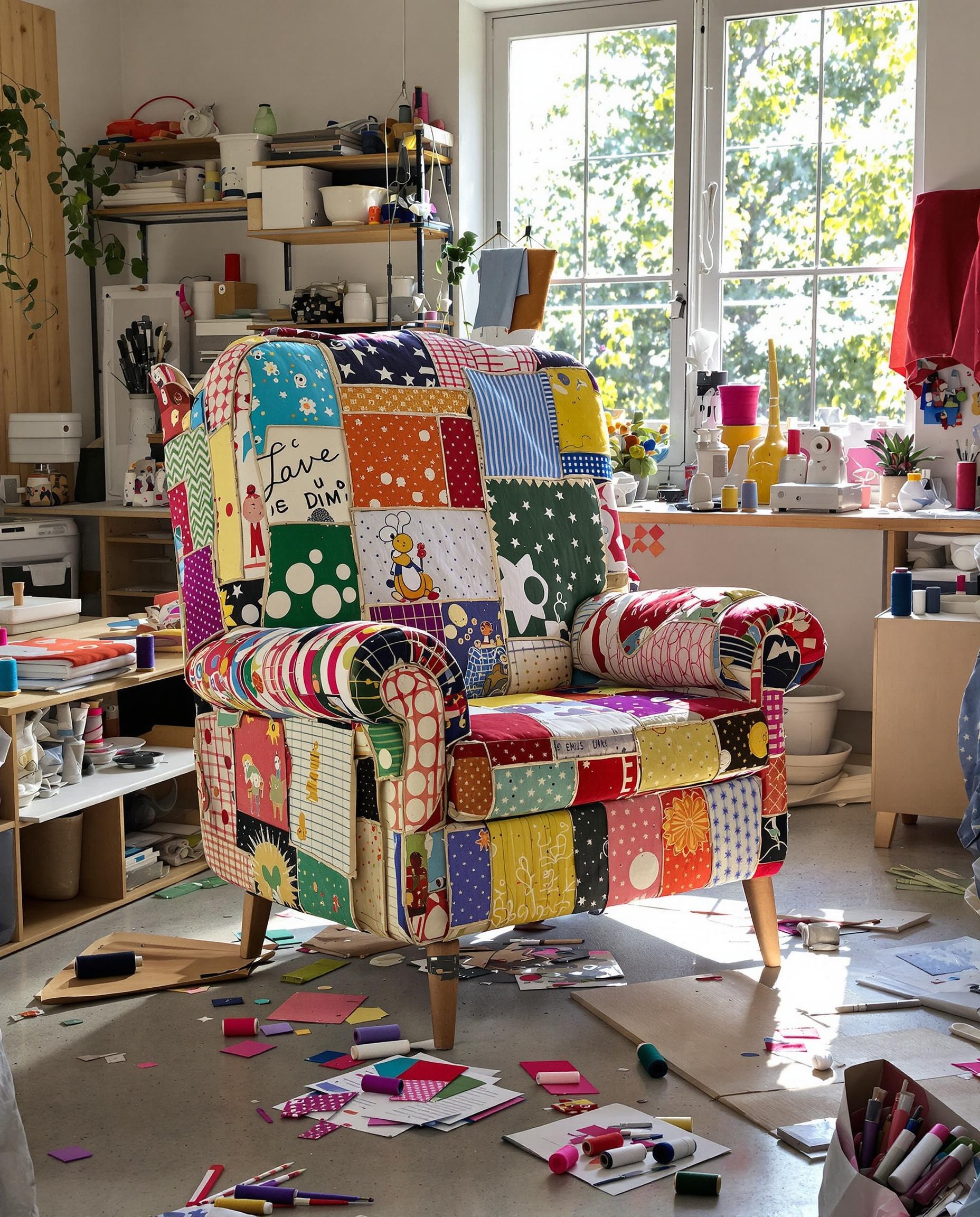 Meuble IKEA bancal recouvert de faux-wax, ambiance textile grinçante