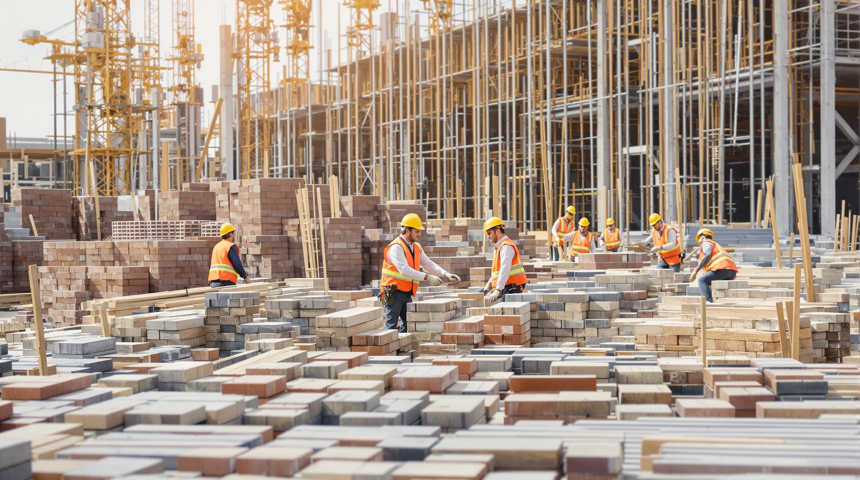 Chantier bien organisé grâce à un OPC efficace, ouvriers synchronisés