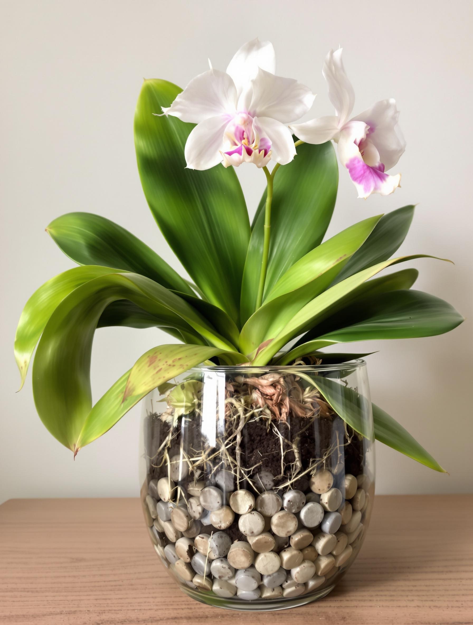Orchidée refleurissante grâce à l'infusion de marc de café.