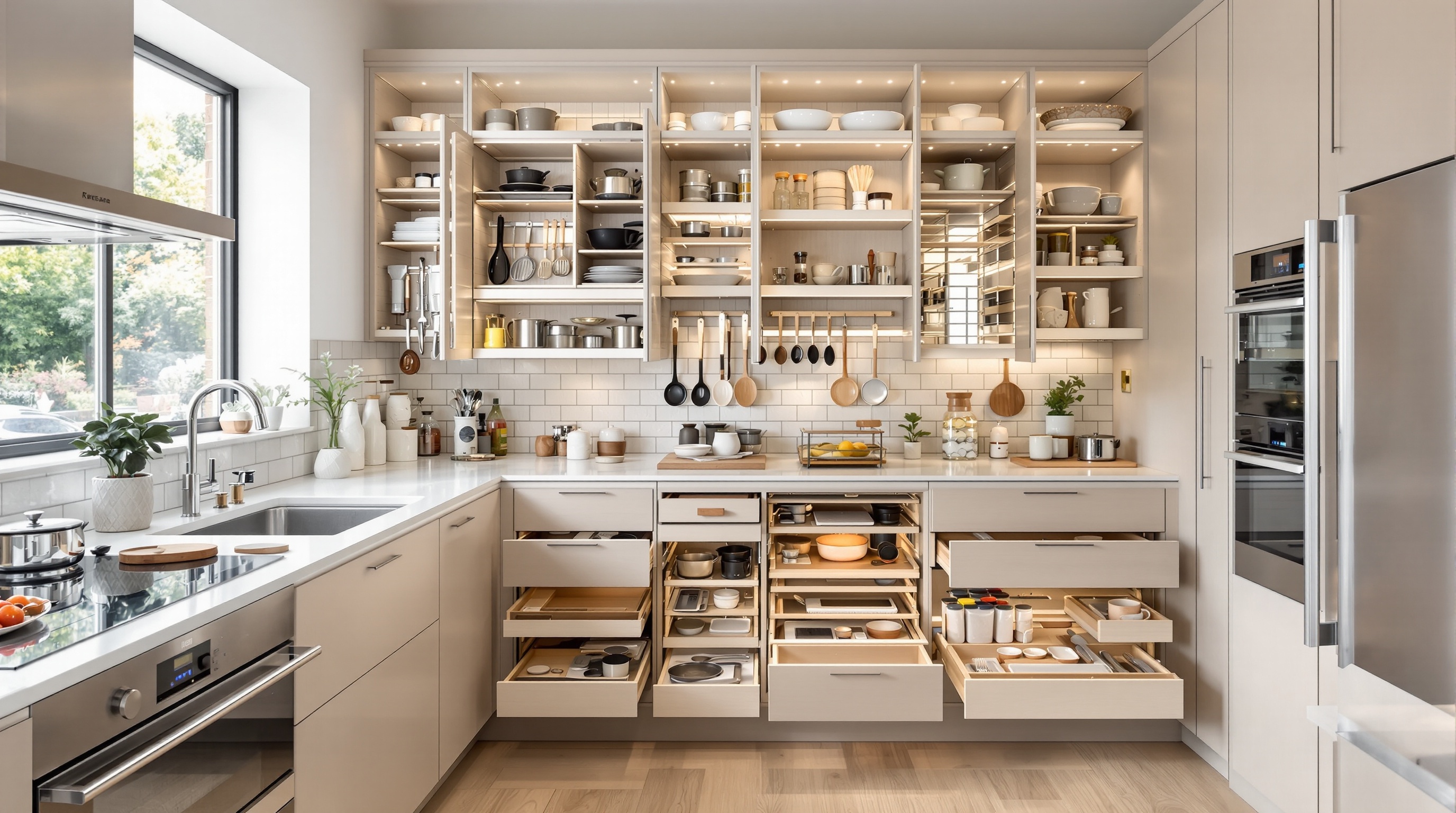 Organisation intérieure exemplaire dans une cuisine en L