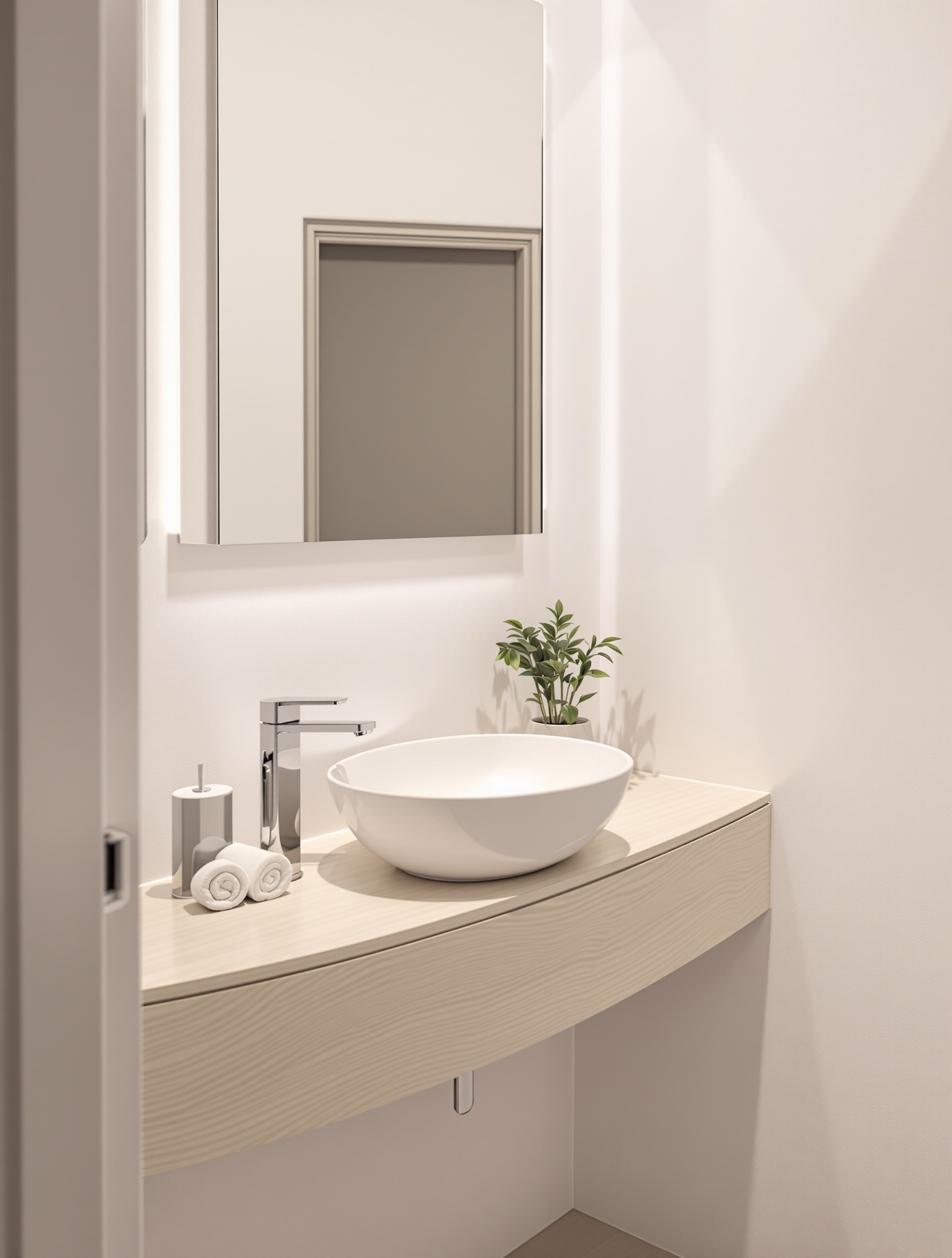 Salle de bain lumineuse avec vasque minimaliste