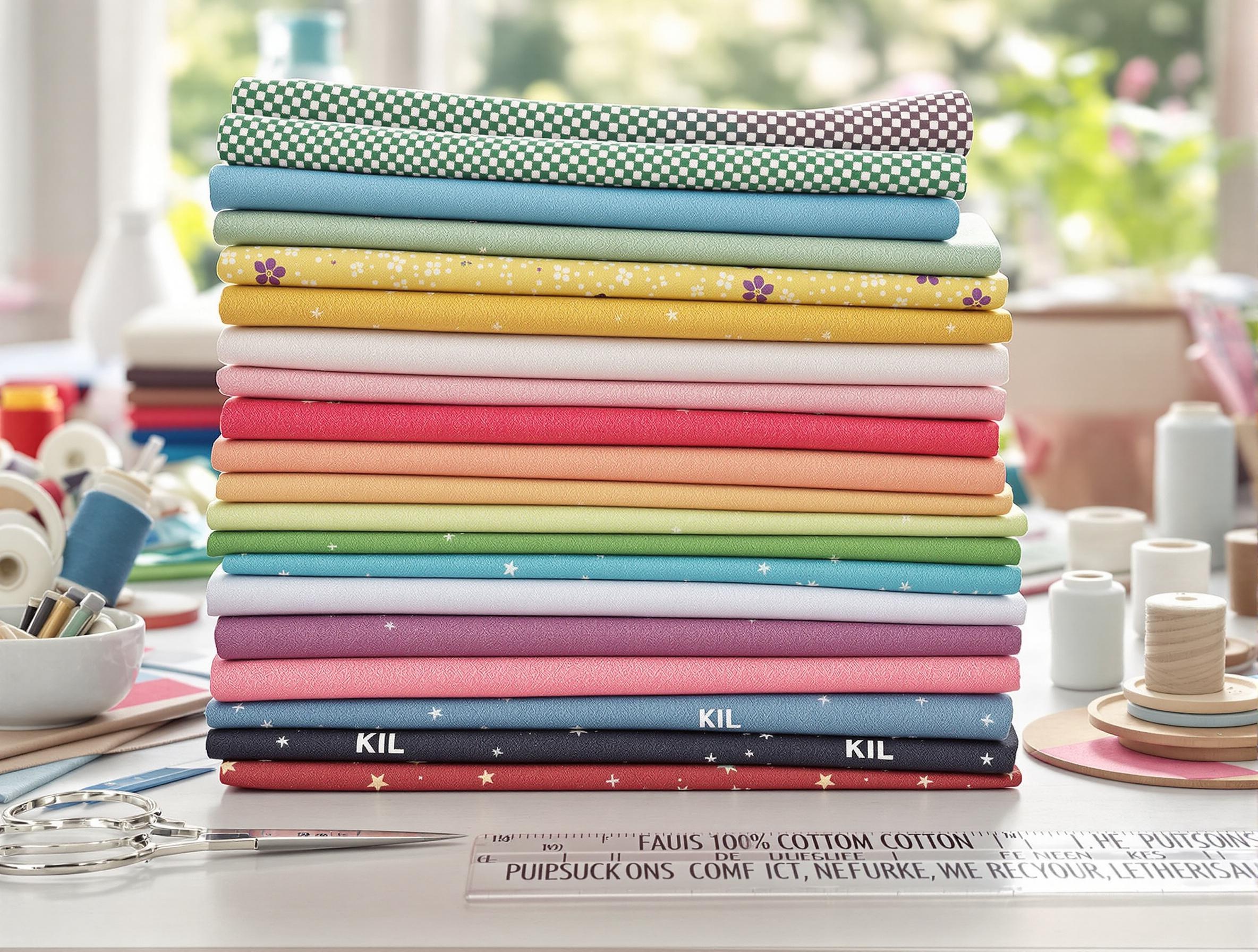 Tissus 100% coton colorés, accessoires patchwork
