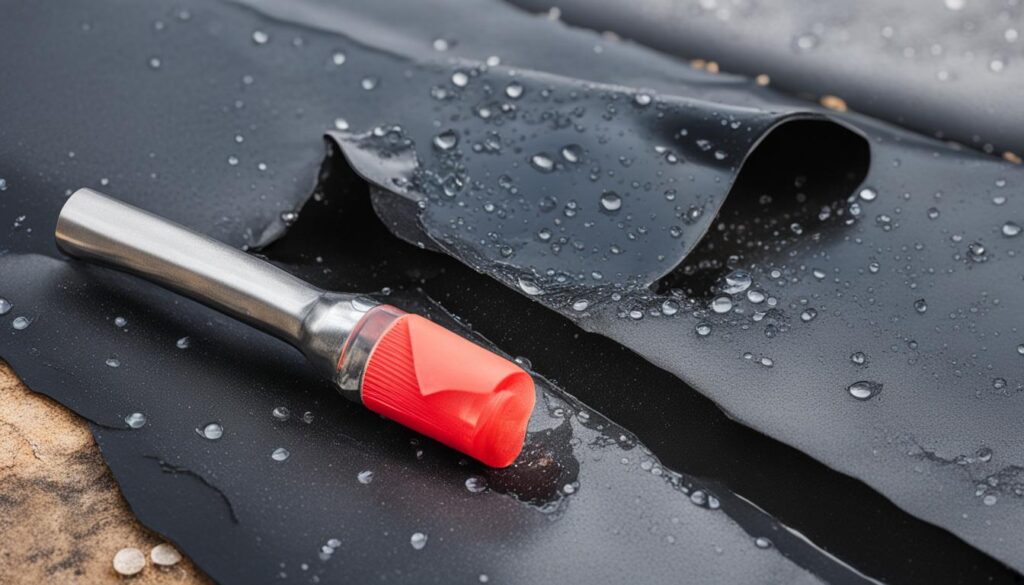 Schéma de réparation rapide d'une fuite sur toiture terrasse avec EPDM, SEL ou mastic