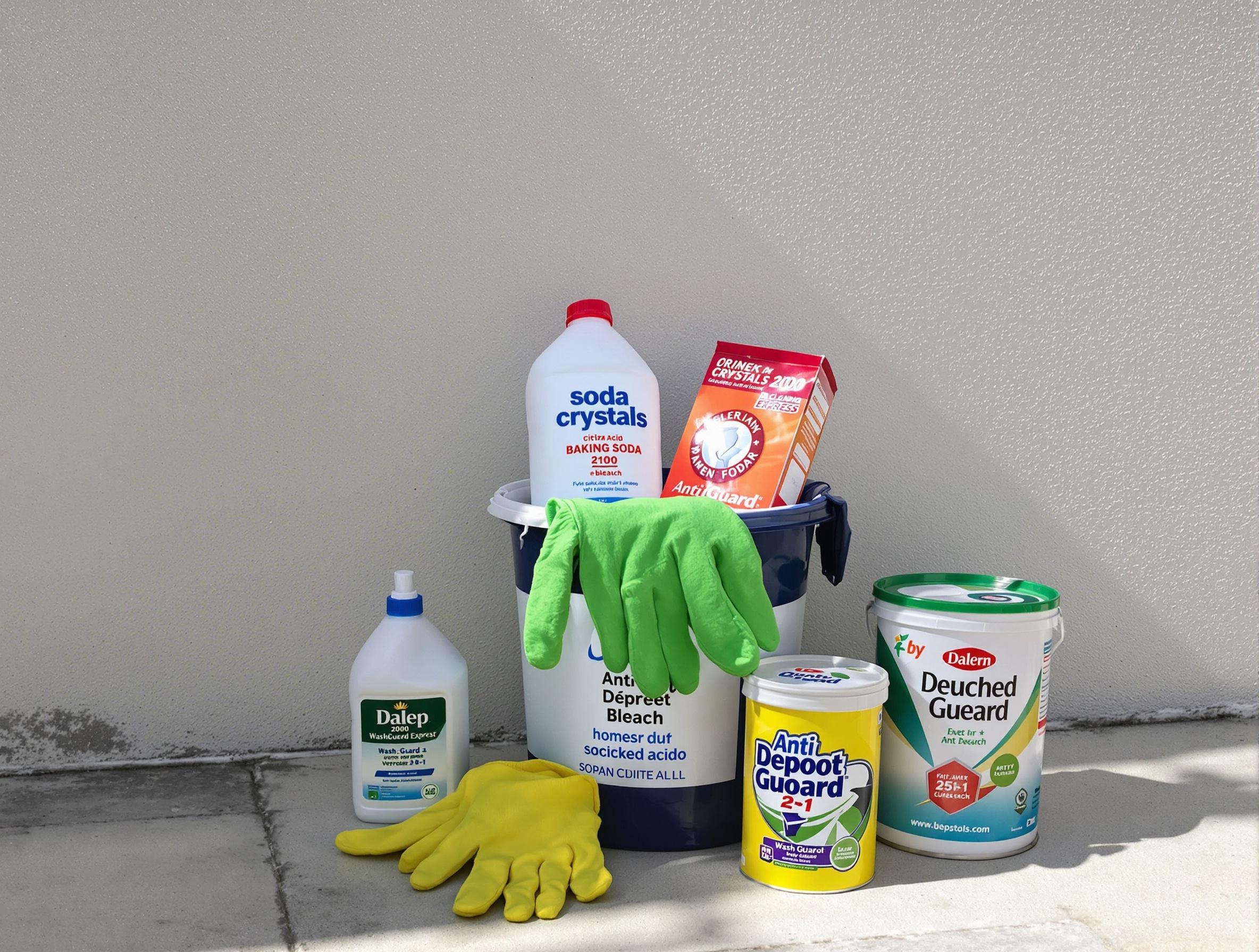 Produits pour nettoyage façade : cristaux de soude, Javel, anti-mousse