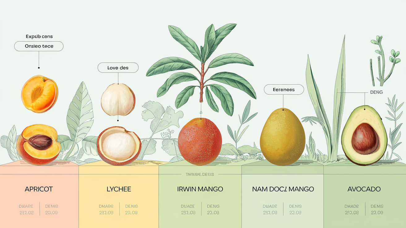 tableau comparatif délais germination mangue abricot litchi avocat