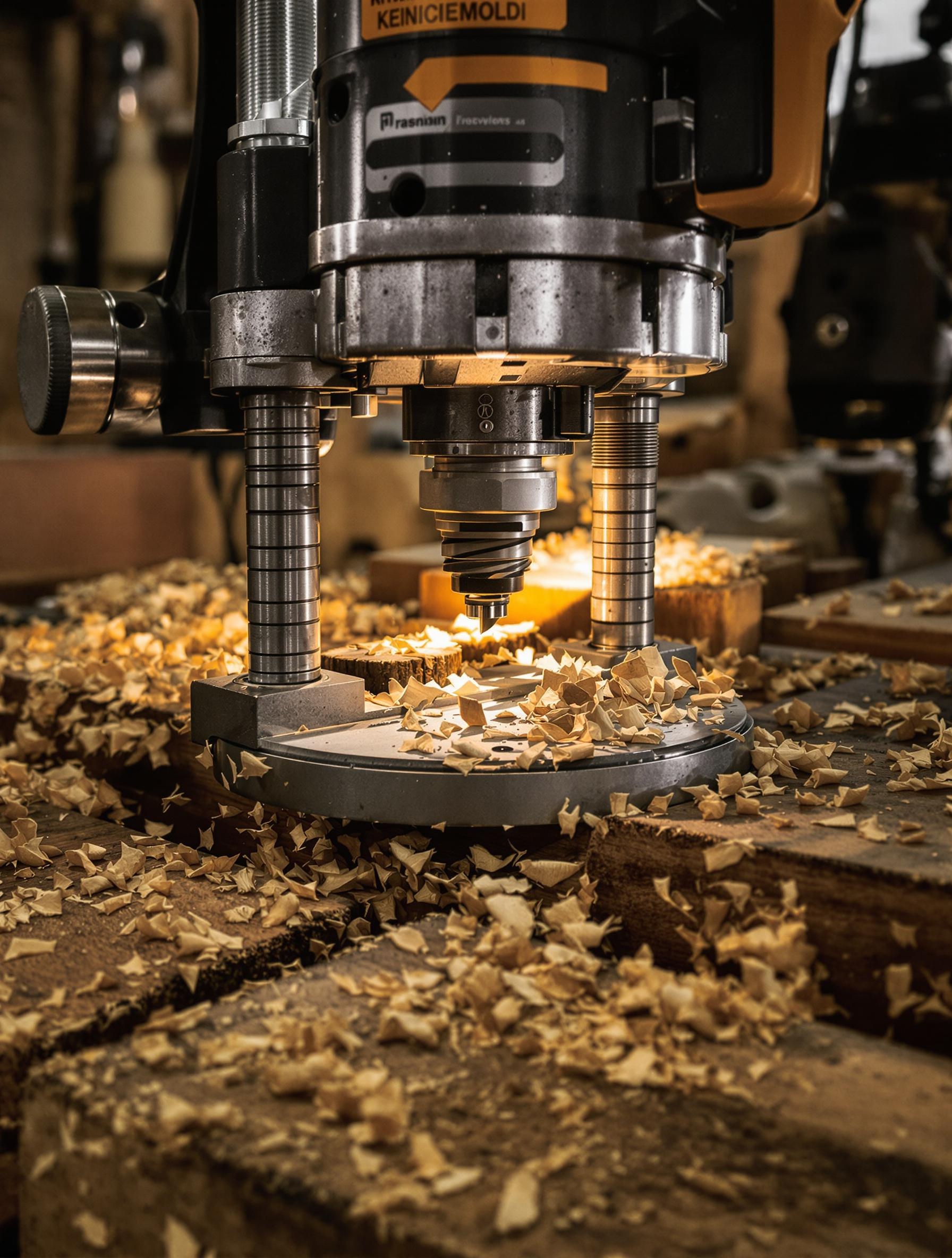 Toupie à bois massive sur établi d'atelier français