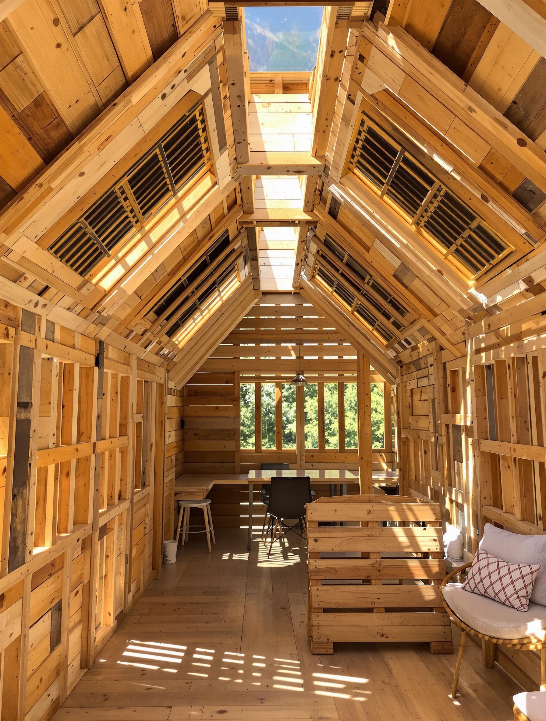 Chatières hautes pour ventilation et lumière naturelle.