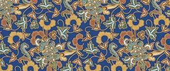 Vente de tissu  indonesian style forme géométrique fond bleu à petit prix