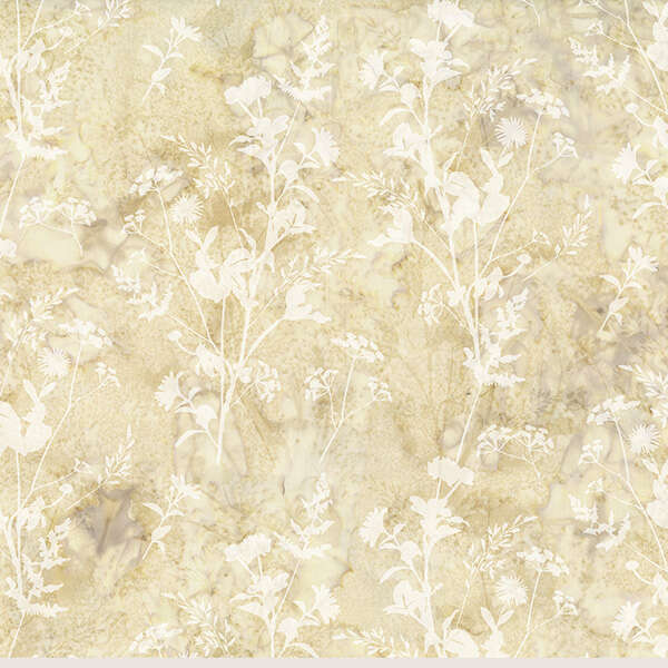 Vente de tissu  Batik avec fleur ton de blanc cassé beige à petit prix