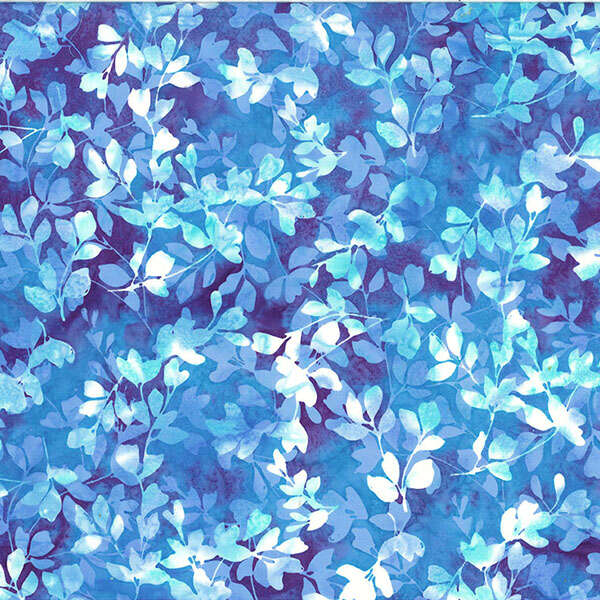 Vente de tissu  Batik fleur ton de bleu à petit prix