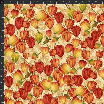 Vente de tissu Patchwork  fleurs automne fond clair à prix Discount