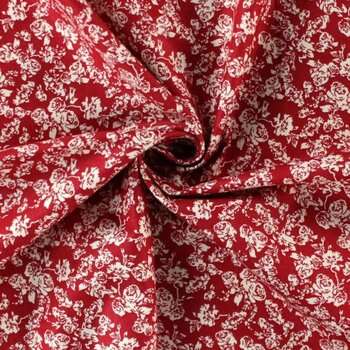 Vente de tissu Patchwork  Rose écru fond rouge à prix Discount