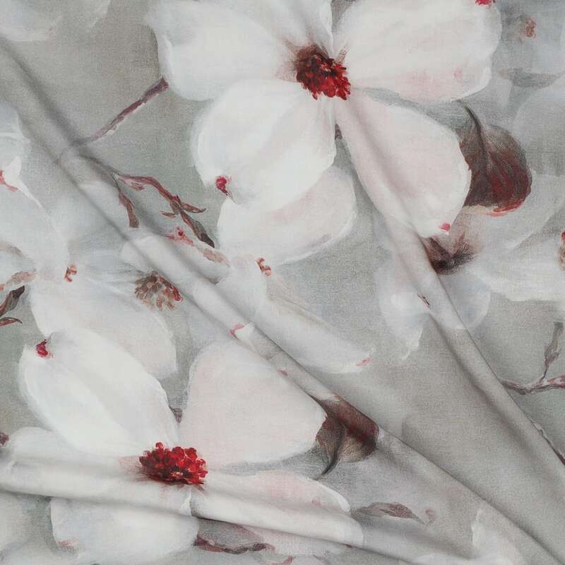 Vente de tissu Patchwork  Viscose Radiance Digital Grosses fleurs à prix Discount